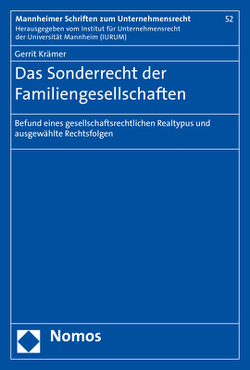 Das Sonderrecht der Familiengesellschaften von Krämer,  Gerrit