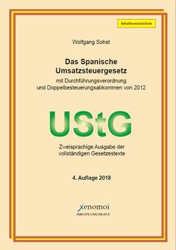 Das spanische Umsatzsteuergesetz (mit Durchführungsverordnung und DBA) – PDF Ausgabe von Sohst,  Wolfgang