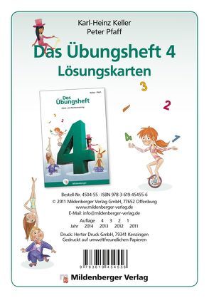 Das Übungsheft Mathematik 4 – Lösungskarten zur Selbstkontrolle von Keller,  Karl-Heinz, Pfaff,  Peter