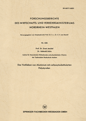 Das Verkleben von Aluminium mit carboxylsubstituierten Polystyrolen von Jenckel,  Ernst