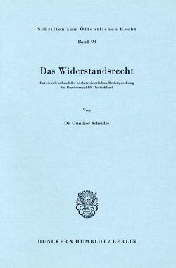 Das Widerstandsrecht. von Scheidle,  Günther