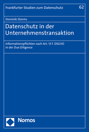 Datenschutz in der Unternehmenstransaktion von Storms,  Dominik