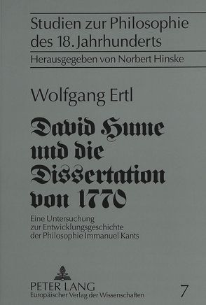 David Hume und die Dissertation von 1770 von Ertl,  Wolfgang