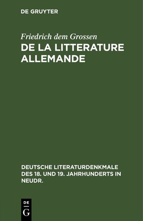 De la litterature allemande von Friedrich dem Grossen