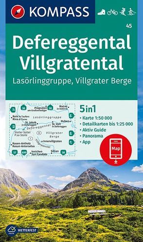 KOMPASS Wanderkarte Defereggental, Villgratental, Lasörlinggruppe, Villgrater Berge von KOMPASS-Karten GmbH