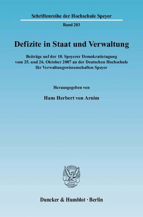 Defizite in Staat und Verwaltung. von Arnim,  Hans Herbert von