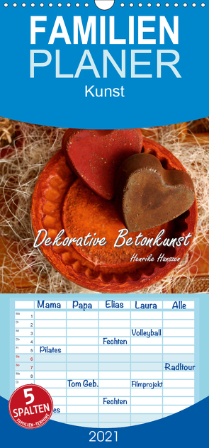 Dekorative Betonkunst – Familienplaner hoch (Wandkalender 2021 , 21 cm x 45 cm, hoch) von Hultsch,  Heike