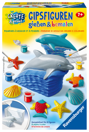 Ravensburger Gipsfiguren gießen und bemalen 28521 – Delfin – Kinder ab 7 Jahren