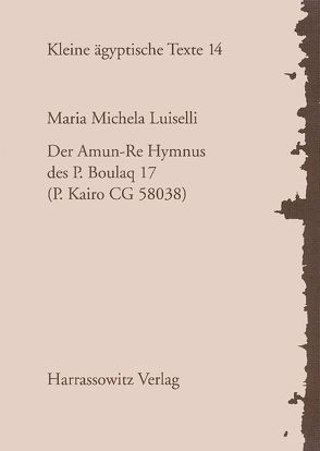 Der Amun-Re Hymnus des P. Boulaq 17 (P. Kairo CG 58038) von Luiselli,  Maria M