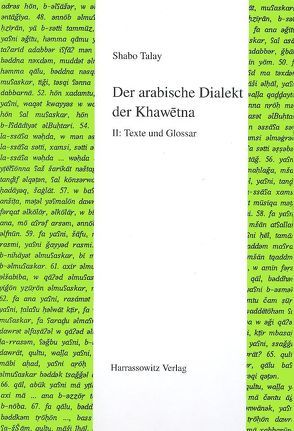 Der arabische Dialekt der Khawetna – II. Texte und Glossar von Talay,  Shabo