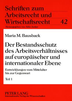 Der Bestandsschutz des Arbeitsverhältnisses auf europäischer und internationaler Ebene von Bausback,  Maria