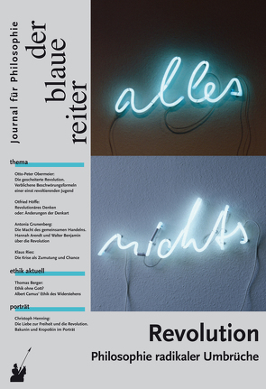 Der Blaue Reiter. Journal für Philosophie / Revolution von Giel,  Klaus, Grunenberg,  Antonia, Höffe,  Otfried, Isenrath,  Paul, Obermeier,  Otto-Peter, Pieper,  Annemarie, Reusch,  Siegfried