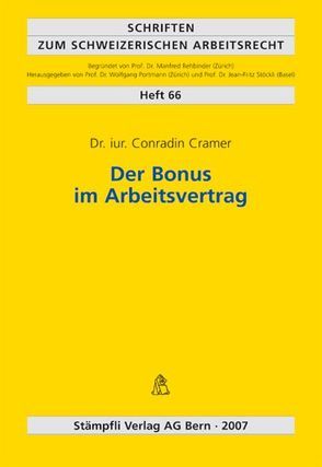 Der Bonus im Arbeitsvertrag von Cramer,  Conradin