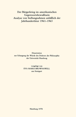 Der Bürgerkrieg im amerikanischen Gegenwartsbewußtsein von Brownawell,  Eva Maria