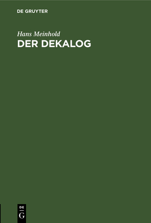 Der Dekalog von Meinhold,  Hans