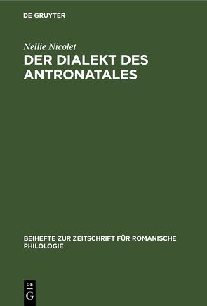 Der Dialekt des Antronatales von Nicolet,  Nellie