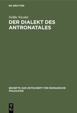 Der Dialekt des Antronatales von Nicolet,  Nellie