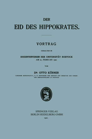 Der Eid des Hippokrates von Körner,  Otto