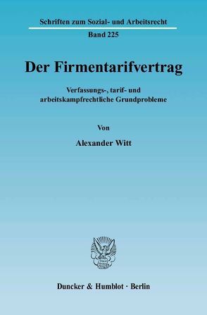 Der Firmentarifvertrag. von Witt,  Alexander