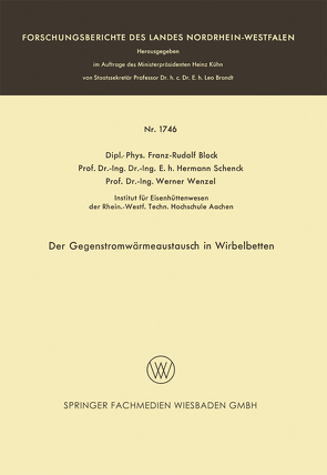 Der Gegenstromwärmeaustausch in Wirbelbetten von Block,  Franz-Rudolf