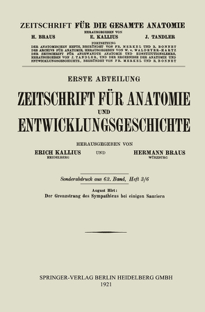 Der Grenzstrang des Sympathicus bei einigen Sauriern von Hirt,  August