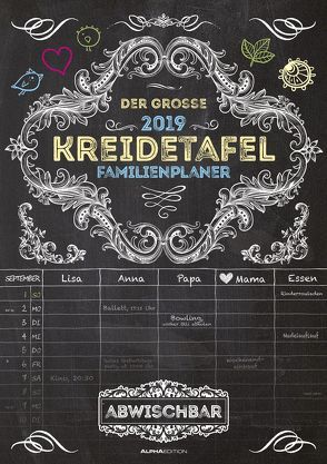 Der große Kreidetafel-Familienplaner 2019 von ALPHA EDITION