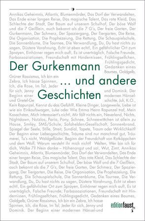 Der Gurkenmann und andere Geschichten von Hettche,  Thomas, Kegel,  Bernhard, Ruppel,  Lars, Schellenberger-Diederich,  Erika, Scheuermann,  Silke