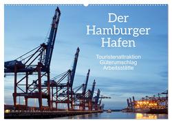 Der Hamburger Hafen – Touristenattraktion, Güterumschlag, Arbeitsstätte (Wandkalender 2024 DIN A2 quer), CALVENDO Monatskalender von Kuttig,  Siegfried