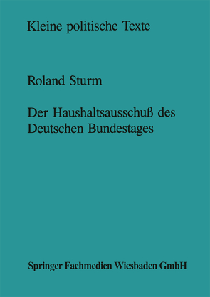 Der Haushaltsausschuß des Deutschen Bundestages von Sturm,  Roland