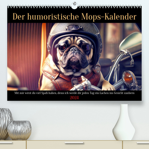 Der humoristische Mops-Kalender (hochwertiger Premium Wandkalender 2024 DIN A2 quer), Kunstdruck in Hochglanz von Rübsamen,  Peter