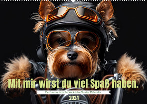 Der humoristische Yorkshire Terrier Kalender (Wandkalender 2024 DIN A2 quer), CALVENDO Monatskalender von Rübsamen,  Peter