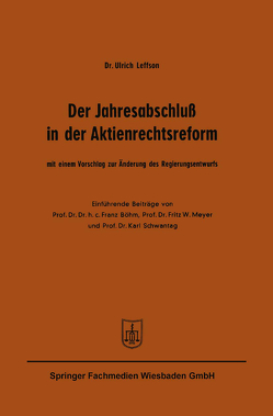 Der Jahresabschluß in der Aktienrechtsreform von Leffson,  Ulrich