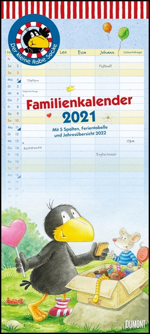 Der kleine Rabe Socke Familienkalender 2021 – Wandkalender – Familienplaner mit 5 Spalten – Format 22 x 49,5 cm von Moost,  Nele, Rudolph,  Annet