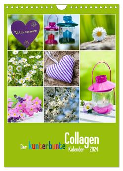 Der kunterbunte Collagen Kalender (Wandkalender 2024 DIN A4 hoch), CALVENDO Monatskalender von Dzierzawa,  Judith