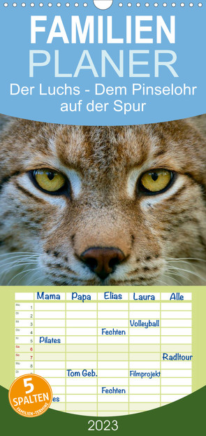 Der Luchs – Dem Pinselohr auf der Spur – Familienplaner hoch (Wandkalender 2023 , 21 cm x 45 cm, hoch) von Rosengarten,  Stefan