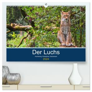 Der Luchs – Hochbeinig, Pinselohren, Backenbart (hochwertiger Premium Wandkalender 2024 DIN A2 quer), Kunstdruck in Hochglanz von Elstner,  Dieter