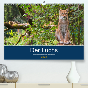 Der Luchs – Hochbeinig, Pinselohren, Backenbart (Premium, hochwertiger DIN A2 Wandkalender 2023, Kunstdruck in Hochglanz) von Elstner,  Dieter