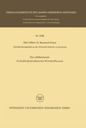 Der »Mittelstand« im hochindustrialisierten Wirtschaftsraum von Krisam,  Raymund