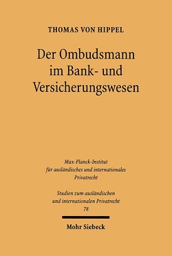 Der Ombudsmann im Bank- und Versicherungswesen von Hippel,  Thomas von