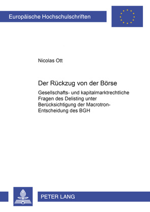 Der Rückzug von der Börse von Ott,  Nicolas