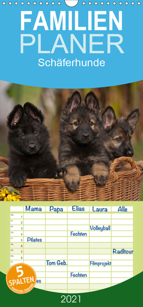 Der Schäferhunde Familienplaner hoch (Wandkalender 2021 , 21 cm x 45 cm, hoch) von Mauersberger,  Tina