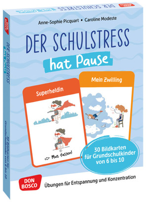 Der Schulstress hat Pause. 30 Bildkarten für Grundschulkinder von 6 bis 10 von Penicaud,  Clémence, Picquart,  Anne Sophie