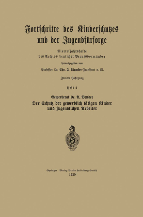 Der Schutz der gewerblich tätigen Kinder und jugendlichen Arbeiter von Vender,  U.