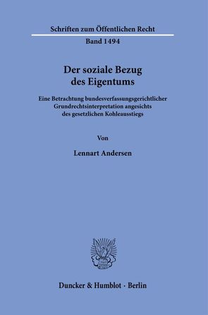 Der soziale Bezug des Eigentums. von Andersen,  Lennart