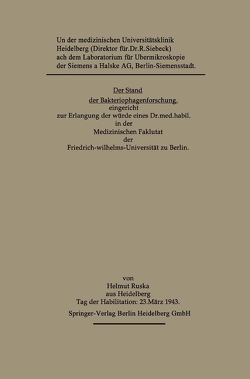 Der Stand der Bakteriophagenforschung von Ruska,  Helmut