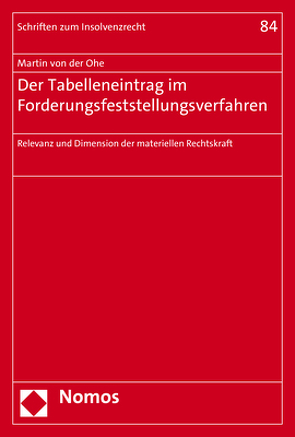 Der Tabelleneintrag im Forderungsfeststellungsverfahren von von der Ohe,  Martin