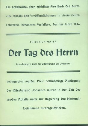 Der Tag des Herrn von Mayer,  Friedrich