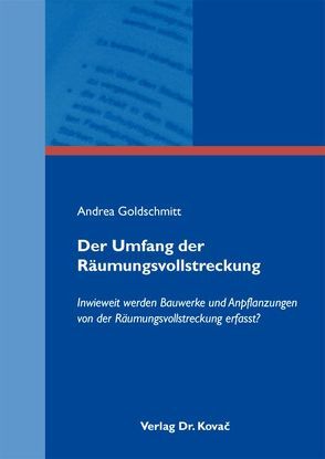 Der Umfang der Räumungsvollstreckung von Goldschmitt,  Andrea