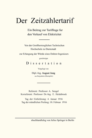 Der Zeitzählertarif von Jung,  August