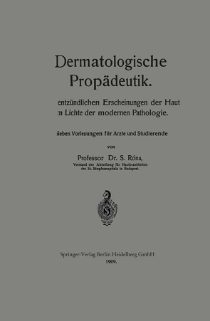 Dermatologische Propädeutik von Róna,  Samuel